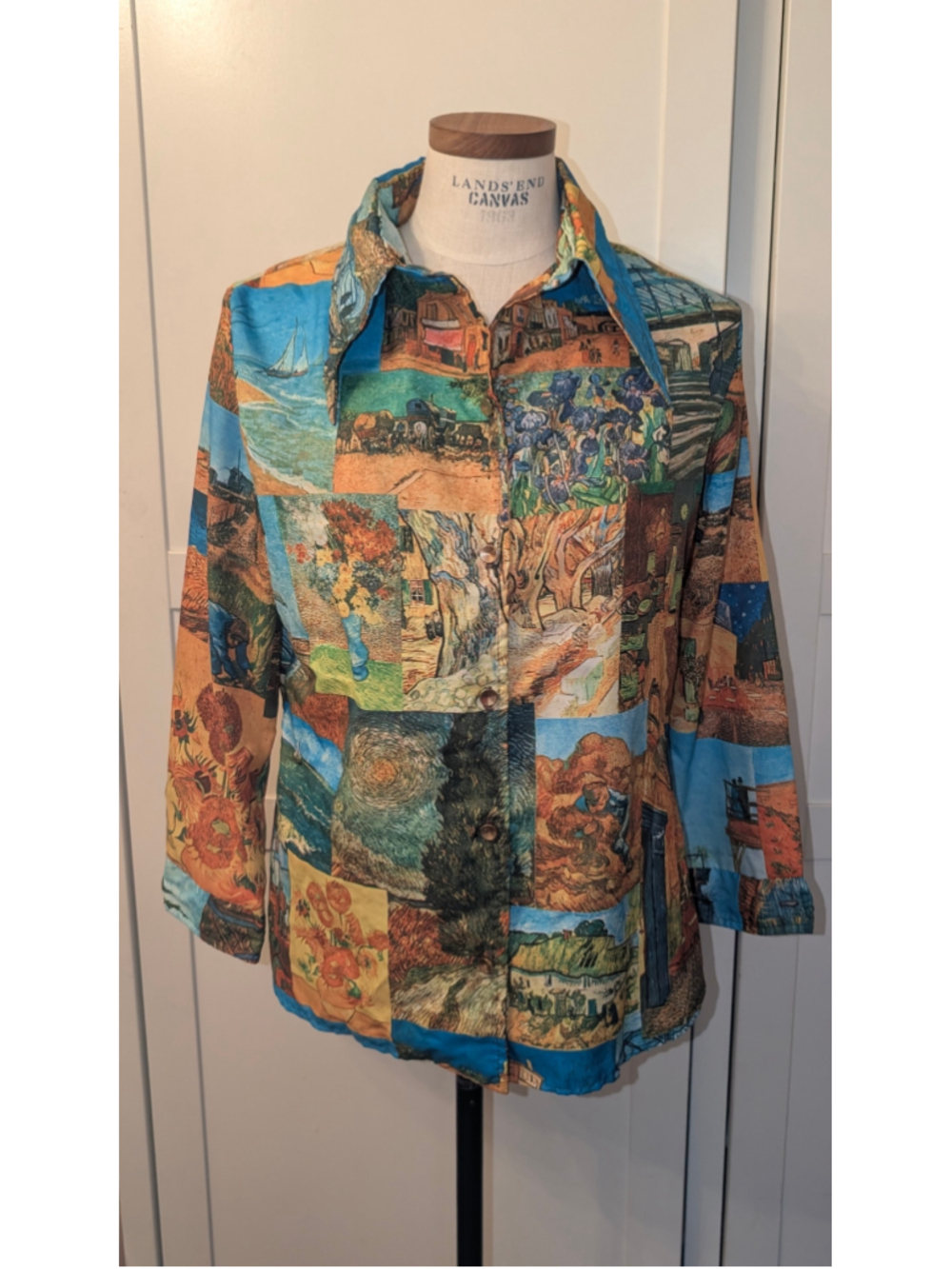 Van Gogh Art Print Button Down Shirt, Size M, Multi-color